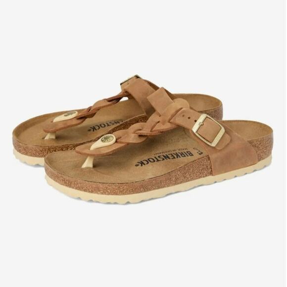 Birkenstock Gizeh Braided Oiled Leather - Cognac - Women's Size 39 US 8/8.5 $140 - Picture 1 of 10